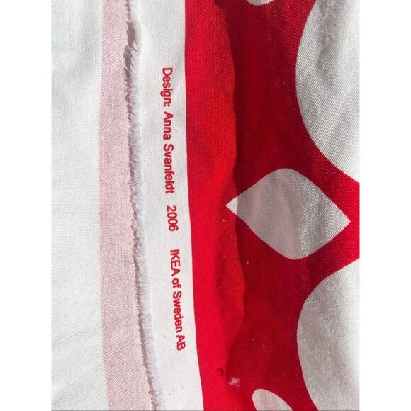 Vintage Ikea ' Anna Svanfeldt 2006 ' Red & White Cotton Canvas Fabric Scandi Tex - Picture 2 of 3